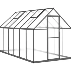Drivhus^Drivhus med fundamentramme - Vejrbestandigt aluminium | Størrelse: 334x169x195 cm | Farve: Antracitgrå