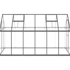 Drivhus^Drivhus med fundamentramme - Vejrbestandigt aluminium | Størrelse: 334x169x195 cm | Farve: Antracitgrå
