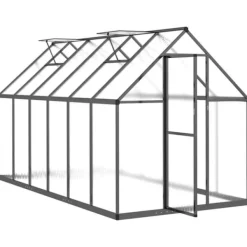Drivhus^Drivhus med fundamentramme - Vejrbestandigt aluminium | Størrelse: 334x169x195 cm | Farve: Antracitgrå