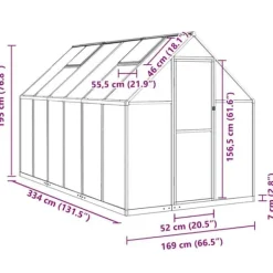 Drivhus^Drivhus med fundamentramme - Vejrbestandigt aluminium | Størrelse: 334x169x195 cm | Farve: Antracitgrå