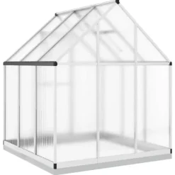 Drivhus^Drivhus med fundamentramme i aluminium - 169x169x202 cm | Farve: Sølv