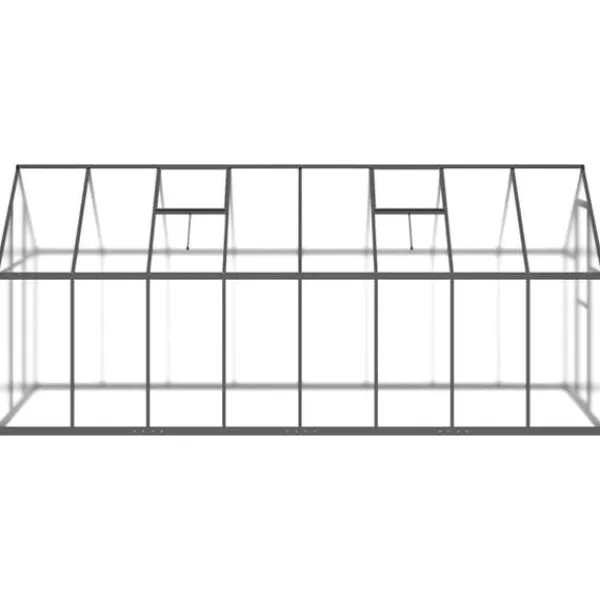 New Drivhus med fundamentramme 445x169x195 cm - Aluminium | Farve: Antracitgrå Drivhus