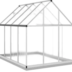 Drivhus^Drivhus med fundamentramme - Aluminium sølvfarvet | Størrelse: 224x169x202 cm