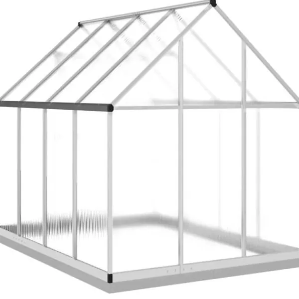 Drivhus^Drivhus med fundamentramme - Aluminium sølvfarvet | Størrelse: 224x169x202 cm