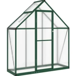 Outlet Drivhus med fundamentramme - Aluminium | Størrelse: 169x58x195 cm | Farve: Grøn Drivhus