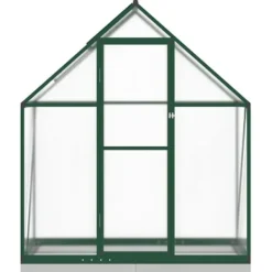 Drivhus^Drivhus med fundamentramme - Vejrbestandig aluminium | Størrelse: 169x58x202 cm | Farve: Grøn