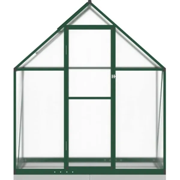 Drivhus^Drivhus med fundamentramme - Vejrbestandig aluminium | Størrelse: 169x58x202 cm | Farve: Grøn