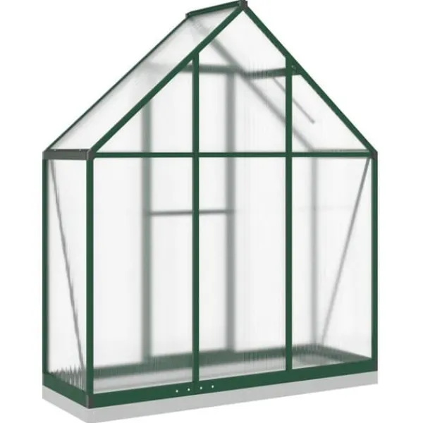 Drivhus^Drivhus med fundamentramme - Vejrbestandig aluminium | Størrelse: 169x58x202 cm | Farve: Grøn