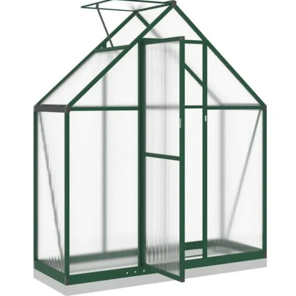 Drivhus^Drivhus med fundamentramme - Vejrbestandig aluminium | Størrelse: 169x58x202 cm | Farve: Grøn