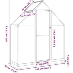 Drivhus^Drivhus med fundamentramme - Vejrbestandig aluminium | Størrelse: 169x58x202 cm | Farve: Grøn