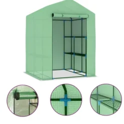 Best Drivhus med hylder 143x143x195 cm stål - Drivhus - Drivhuse - Home & Living Drivhus