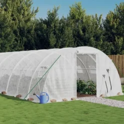 Drivhus^Drivhus med stålstel 32 m² - Plantehus | Farve: Hvid | Størrelse: 8x4x2 m