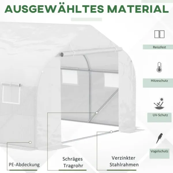 Sale Drivhus, 350x300x200 cm, Hvid Drivhus