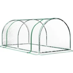 Drivhus^Drivhus 200x100x80 cm, stål/plast, med dør – drivbænk, grøn