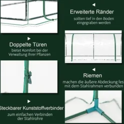 Drivhus^Drivhus 200x100x80 cm, stål/plast, med dør – drivbænk, grøn