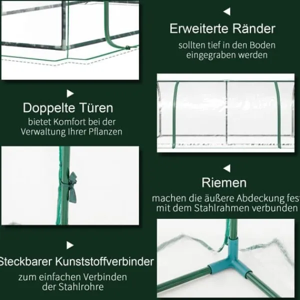 Drivhus^Drivhus 200x100x80 cm, stål/plast, med dør – drivbænk, grøn