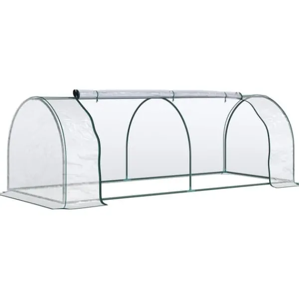 Drivhus^Drivhus 250x100x80 cm, stål/PVC, med dør – drivbænk til planteopdræt