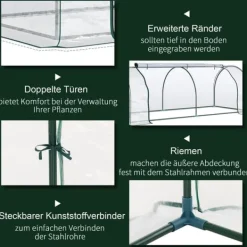 Drivhus^Drivhus 250x100x80 cm, stål/PVC, med dør – drivbænk til planteopdræt