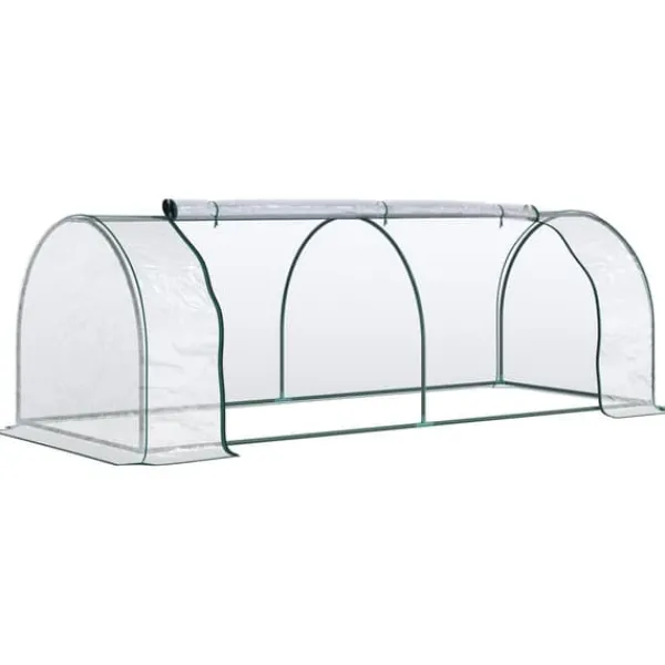 Hot Drivhus 250x100x80 cm, stål/PVC, med dør – drivbænk til planteopdræt Drivhus