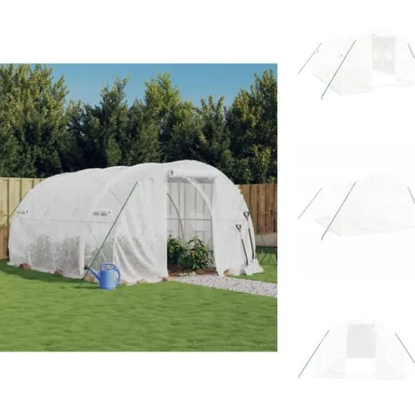 Online Drivhuse - Living drivhus med stålstel 12 m² 4x3x2 m hvid Drivhus