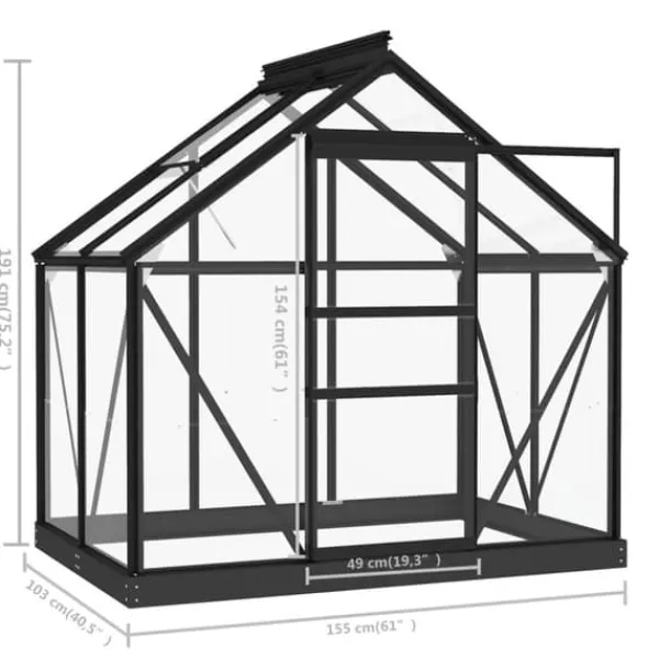 Best Drivhuse - Living glasdrivhus 155x103x191 cm aluminium antracitgrå Drivhus
