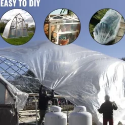 Drivhusfilm 16x28 fod, UV-bestandig 6 Mil polyethylen, høj styrke og seje, ideel til opvarmning i drivhuse. Drivhus