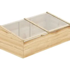 Plantningsbænke^Drivhusplantningssystem, Naturligt Fyrretræ, 100 cm Længde, 50 cm Bredde, 35 cm Højde, Skrå Tag