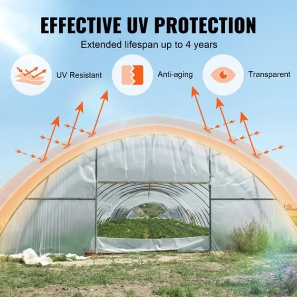 Hot Drivhusplastfolie 25 x 25 fod, 6 Mil tykkelse. Klar polyethylenfilm, UV-bestandig i 4 år - perfekt til havearbejde og landbrug. Drivhus
