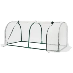 New Drivhustunnel - Mini drivhus - 120x60x50 cm - PE-overtræk med lynlås - Jernramme - 2 kg - Beige Drivhus