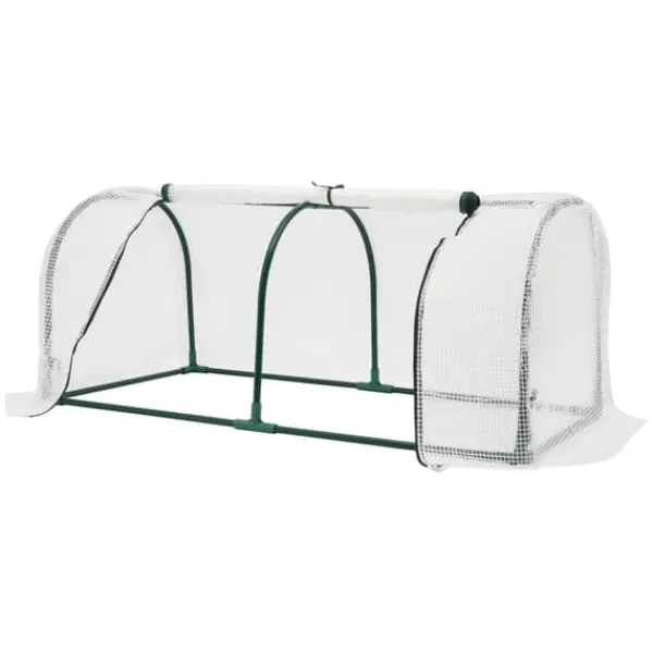New Drivhustunnel - Mini drivhus - 120x60x50 cm - PE-overtræk med lynlås - Jernramme - 2 kg - Beige Drivhus