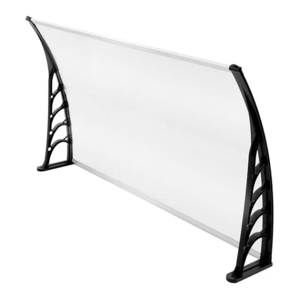 Hot Dørtag/Entrétag - Væghængt Overdækning - Rektangulær Bue - Polycarbonatplade - PP-ramme - Regn- og sneskærm - Klar & Sort Skure, Garager & Carports