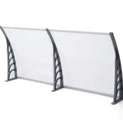 Hot Dør-/vinduesoverdækning, polycarbonat, sort ramme, transparent PC-plade, regn- og UV-beskyttelse, vejrbestandig Buer, Spalier, Lysthuse Uden Tag