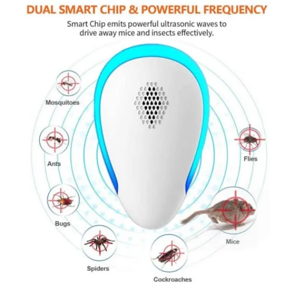Sale Dual Ultrasonic Myggskrämma med LED Insektmiddel & Dyreafvisende Middel
