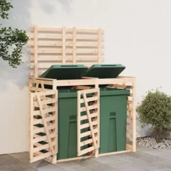 Sale Dubbel sopkärlsskjul i massiv furu - Ventilerad design | Färg: Natur | Storlek: Standard Skure, Garager & Carports
