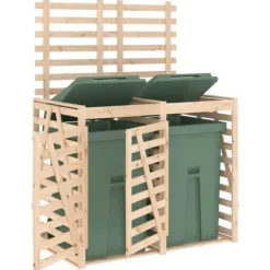 Sale Dubbel sopkärlsskjul i massiv furu - Ventilerad design | Färg: Natur | Storlek: Standard Skure, Garager & Carports