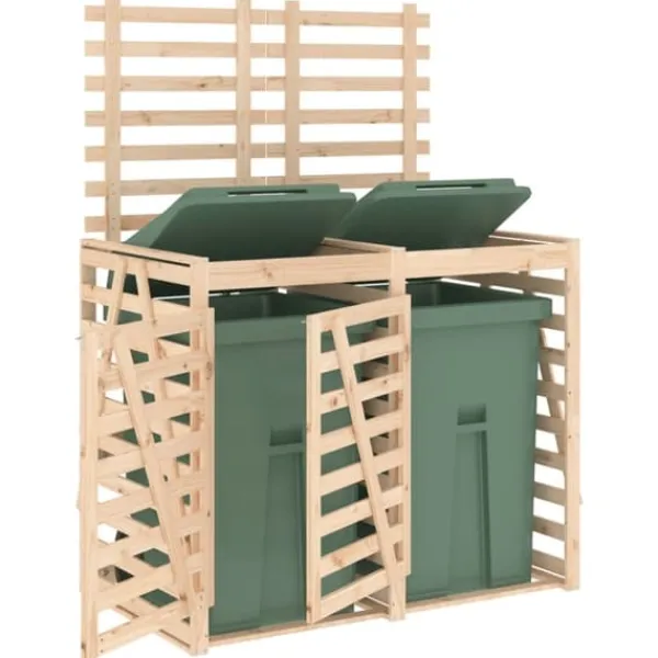 Sale Dubbel sopkärlsskjul i massiv furu - Ventilerad design | Färg: Natur | Storlek: Standard Skure, Garager & Carports