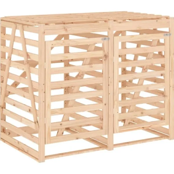 Sale Dubbel sopkärlsskjul i massiv furu - Ventilerad design | Färg: Natur | Storlek: Standard Skure, Garager & Carports