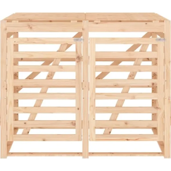 Sale Dubbel sopkärlsskjul i massiv furu - Ventilerad design | Färg: Natur | Storlek: Standard Skure, Garager & Carports