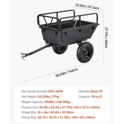Haveværktøj^Dump Trailer 10 cu. ft, 500 lbs trækbare plastikhavetrailervogn, til ATV