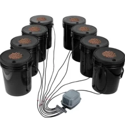 Kit Til Plante- & Urtedyrkning^DWC Hydroponics dyrkessystem, Deep Water Culture, 8 spande med luftpumpe, effektiv vandkultur, let at bruge