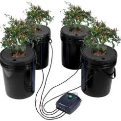 Kit Til Plante- & Urtedyrkning^DWC Hydroponics Vækstsystem, Deep Water Culture, 4 Spande med Luftpumpe, Effektiv Vanding, Hurtig Vækst