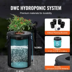 Kit Til Plante- & Urtedyrkning^DWC Hydroponics Vækstsystem, Deep Water Culture, 4 Spande med Luftpumpe, Effektiv Vanding, Hurtig Vækst