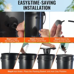 Kit Til Plante- & Urtedyrkning^DWC Hydroponics Vækstsystem, Deep Water Culture, 4 Spande med Luftpumpe, Effektiv Vanding, Hurtig Vækst