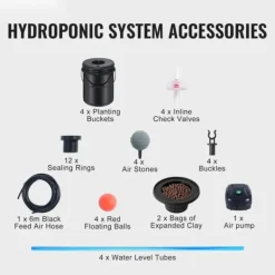 Kit Til Plante- & Urtedyrkning^DWC Hydroponics Vækstsystem, Deep Water Culture, 4 Spande med Luftpumpe, Effektiv Vanding, Hurtig Vækst