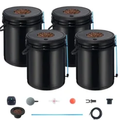 Kit Til Plante- & Urtedyrkning^DWC Hydroponics Vækstsystem, Deep Water Culture, 4 Spande med Luftpumpe, Effektiv Vanding, Hurtig Vækst