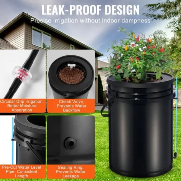 Kit Til Plante- & Urtedyrkning^DWC Hydroponics Vækstsystem, Dybvandskultur med Top Drip, 4 Spande, Effektiv Vækst, Hydroponisk Havearbejde