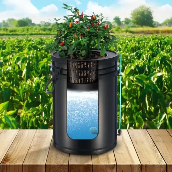 Kit Til Plante- & Urtedyrkning^DWC Hydroponics Vækstsystem, Dybvandskultur med Top Drip, 4 Spande, Effektiv Vækst, Hydroponisk Havearbejde