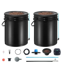 Kit Til Plante- & Urtedyrkning^DWC Hydroponics Vækstsysten, Dybvandskultur med Top Drip, 2 Spande, Effektiv Vanding, Robust Design
