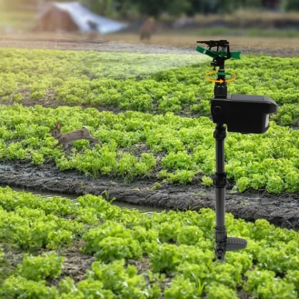 Insektmiddel & Dyreafvisende Middel^Dyreskræmmer - Bevægelsesaktiveret vandsprinkler - Solcelledrevet - Vandtæt - Timer 10/20/30 min - Batterier inkl. (4) - Sort