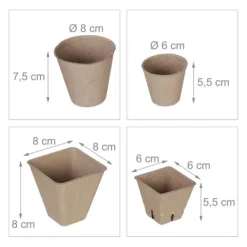 Hot Dyrkningssæt med potter, 8x8x8 cm, Brun Kit Til Plante- & Urtedyrkning